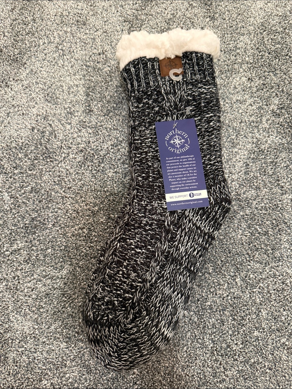 Women’s Black & White Cozy Knit Sherpa Lined Socks